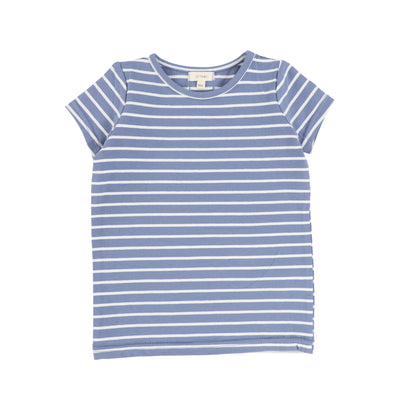 Lil Legs Striped Girls Fitted Tee Short Sleeve - Blue Base