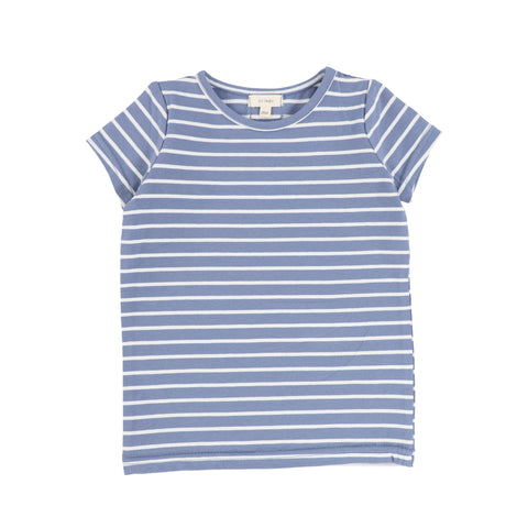 Lil Legs Striped Boys Boxy Tee - Blue Base