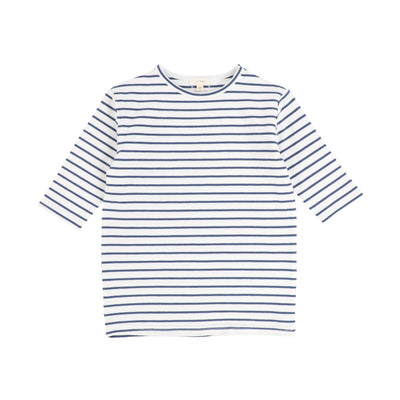 Lil Legs Striped Girls Fitted Tee Three Quarter Sleeve - White Base