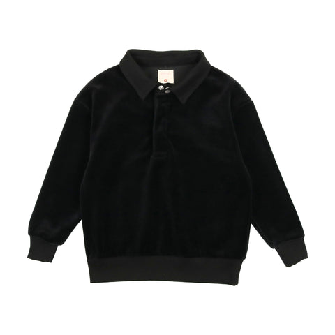 Analogie Velour Sweatshirt Polo - Black