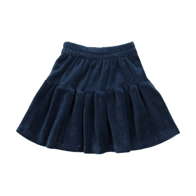 Analogie Velour Tiered Skirt - Mid Blue