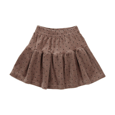 Analogie Velour Tiered Skirt - Dotted Taupe