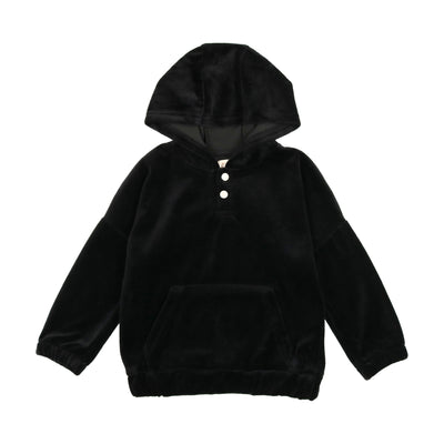 Analogie Velour Hooded Sweatshirt - Black