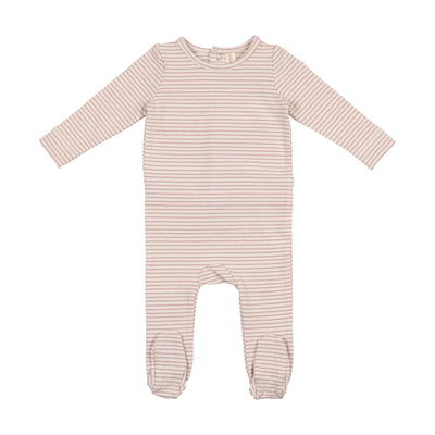 Lilette Signature Striped Footie - Rose Stripe