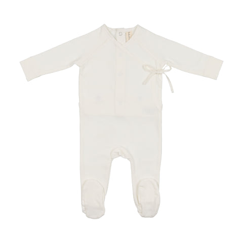 Lilette Velour Ribbed Logo Footie - White