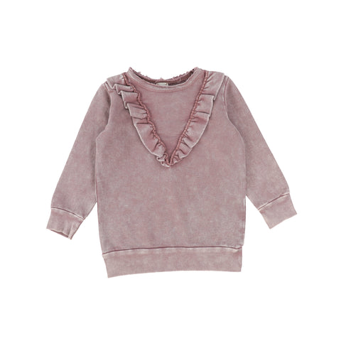 Analogie Denim Ruffle Sweater - Pink Wash AW20