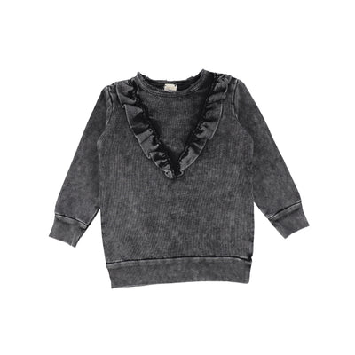 Analogie Denim Ruffle Sweater - Black Wash AW20
