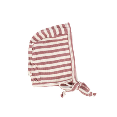 Lil Legs Classic Ribbed Bonnet - Rosewood/Stone Stripe