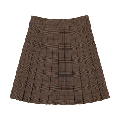 Analogie Pleated Skirt - Brown Plaid