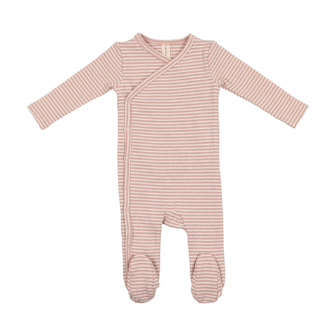 Lilette Heather Stripe Footie - Heather Pink Stripe