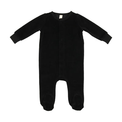 Lilette Velour Ribbed Logo Footie - Black