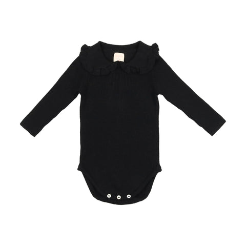 Analogie Ruffle Collar Knit Sweater Onesie - Black