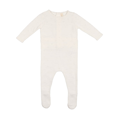 Lilette Pointelle Knit Footie - White