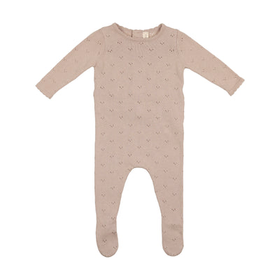 Lilette Pointelle Knit Footie - Sand