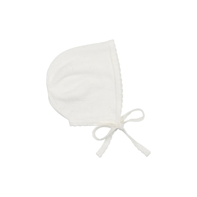 Lilette Pointelle Knit Bonnet - White – Head Shoulders Toes & Bows