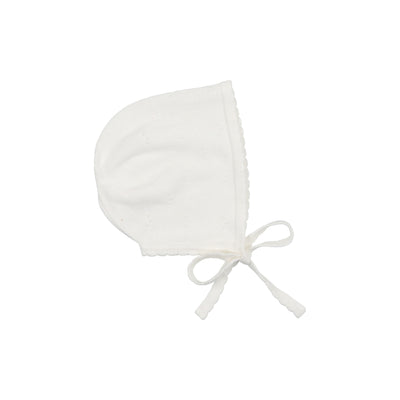 Lilette Pointelle Knit Bonnet - White