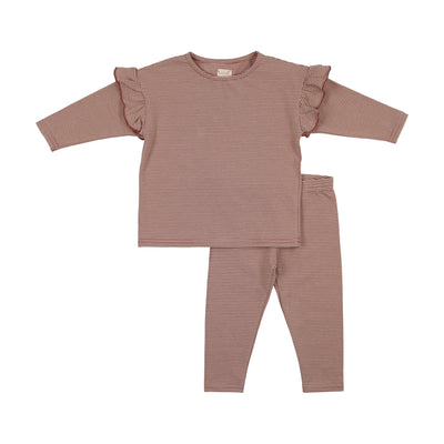 Analogie Tiny Stripe Girls Set - Rosewood/Stone