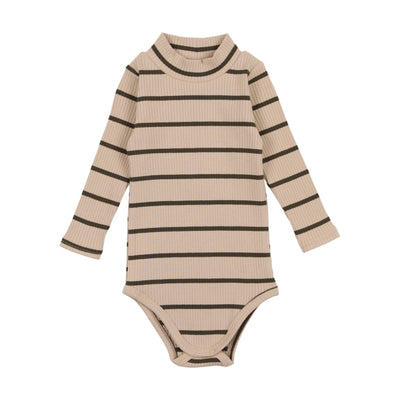 Lil Legs Ribbed Mock Neck Onesie - Evergreen Stripe