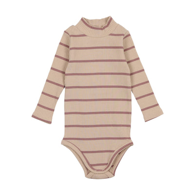 Lil Legs Ribbed Mock Neck Onesie - Berry Stripe