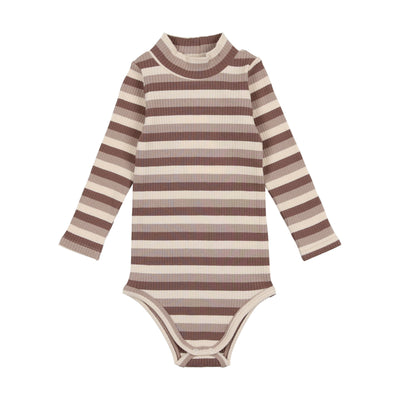 Lil Legs Ribbed Mock Neck Onesie - Multibrown Stripe