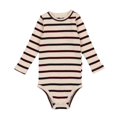 Lil Legs Ribbed Crewneck Onesie - Red Accent Stripe