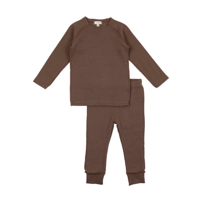 Lil Legs Boys Ribbed Set - Taupe