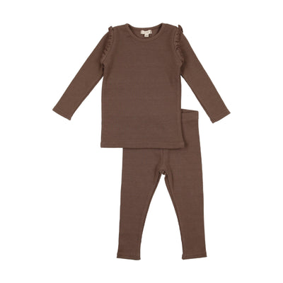 Lil Legs Girls Ribbed Set - Taupe