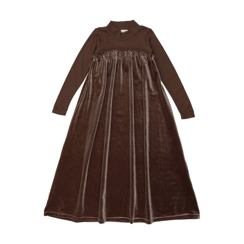 Lil Legs Velour Shabbos Robe - Long - Brown