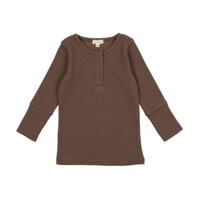 Lil Legs Ribbed Henley T-Shirt - Taupe