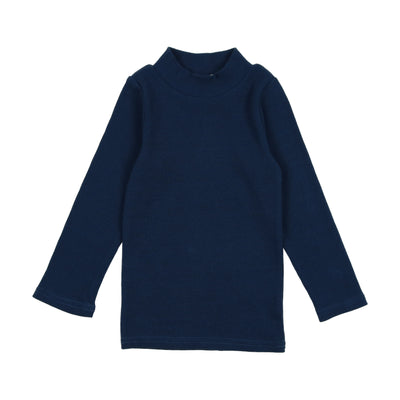 Lil Legs Ribbed Mock Neck - Mid Blue