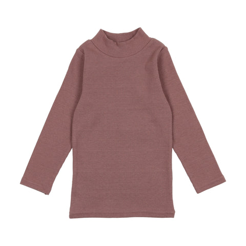 Lil Legs Ribbed Mock Neck - Berry