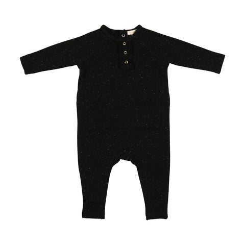 Lil Legs Girls Footless Romper - Black Speckle