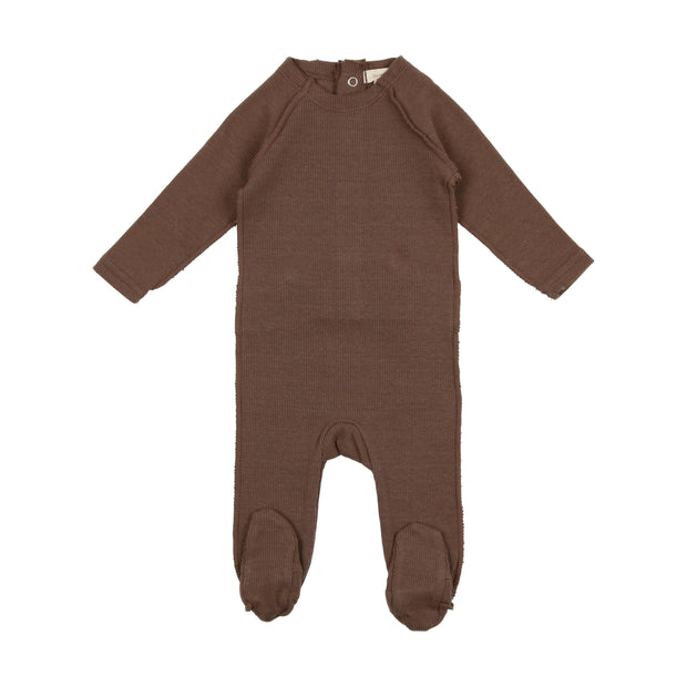 Lil Legs Stitch Ribbed Footie - Taupe