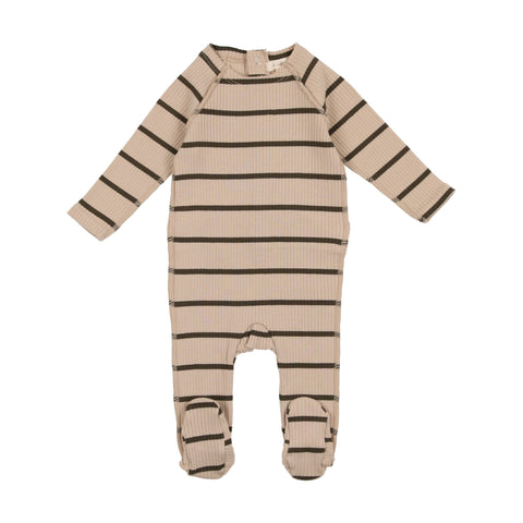 Lil Legs Stitch Ribbed Footie - Evergreen Stripe