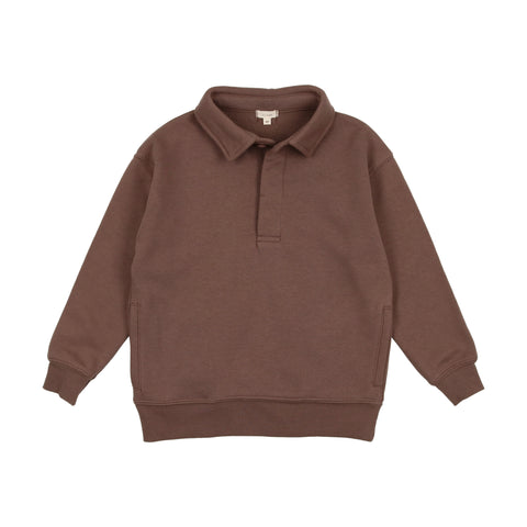 Lil Legs Boys Polo Sweatshirt - Taupe