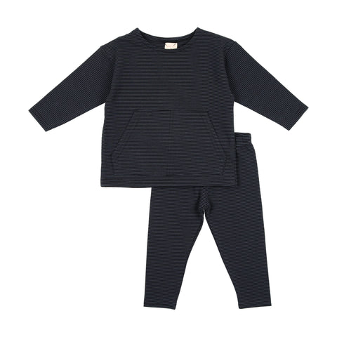 Analogie Tiny Stripe Boys Set - Black/Midnight