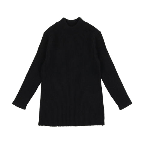 Lil Legs Knit Mock Neck Top - Black