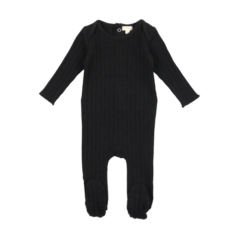 Lil Legs Double Ribbed Footie - Black
