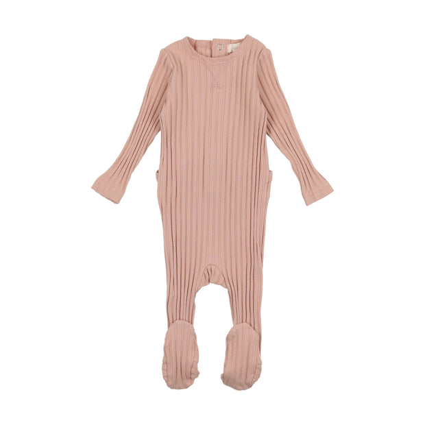 Lil Legs Wide Ribbed Footie - Baby Pink