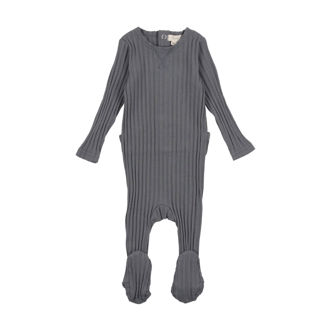Lil Legs Velour Ribbed Logo Footie-Blush
