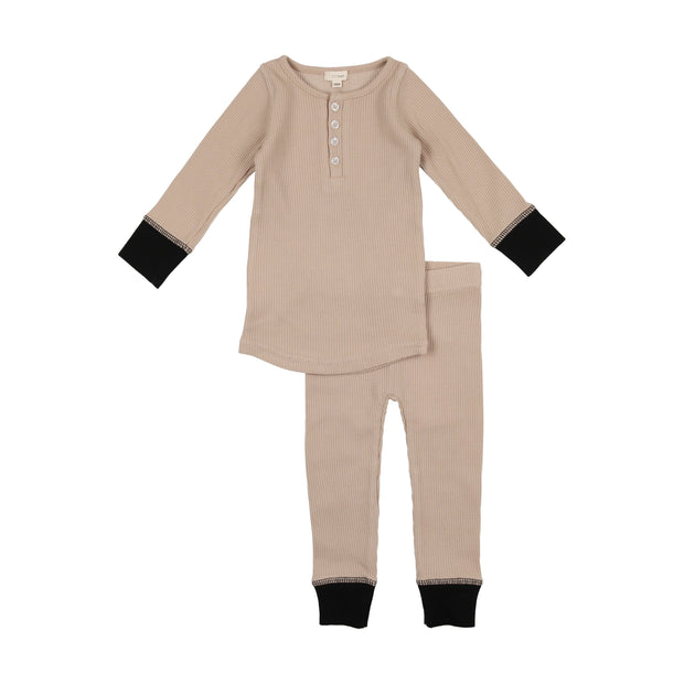 Lil Legs Waffle PJ Set - Tan