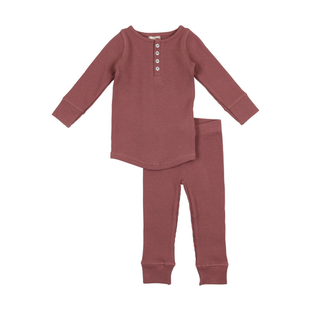 Lil Legs Waffle PJ Set - Deep Mauve