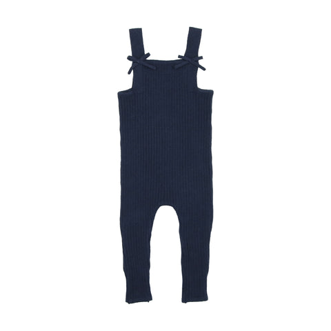 Lil Legs Knit Girls Overalls - Navy