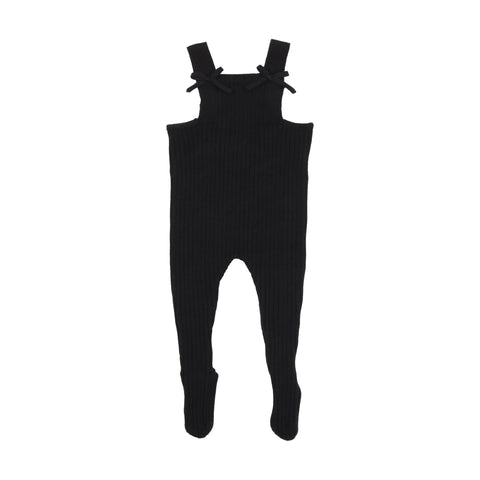 Lil Legs Knit Girls Overalls - Black