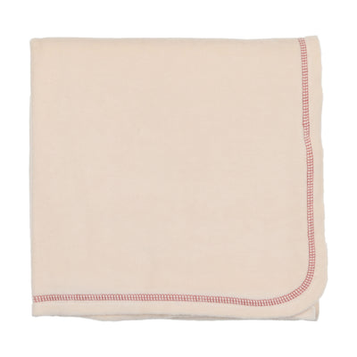 Lil Legs Classic Velour Blanket - Cream with Winter Pink Stitch