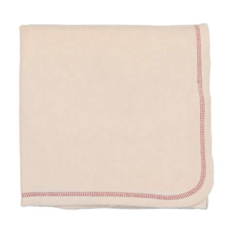 Lil Legs Classic Velour Blanket - Cream with Winter Pink Stitch