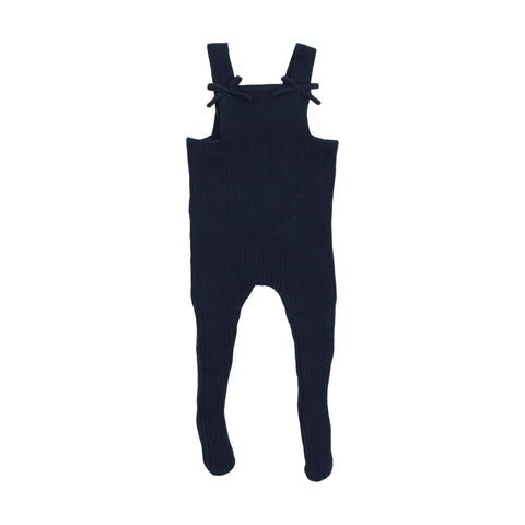 Lil Legs Knit Girls Overalls - Navy