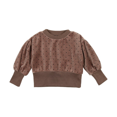 Analogie Velour Puff Sleeve Sweatshirt - Dotted Taupe