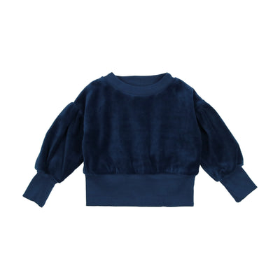 Analogie Velour Puff Sleeve Sweatshirt - Mid Blue