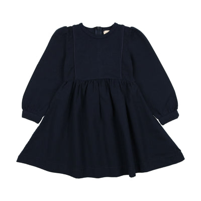 Analogie Tweed Bib Dress - Navy